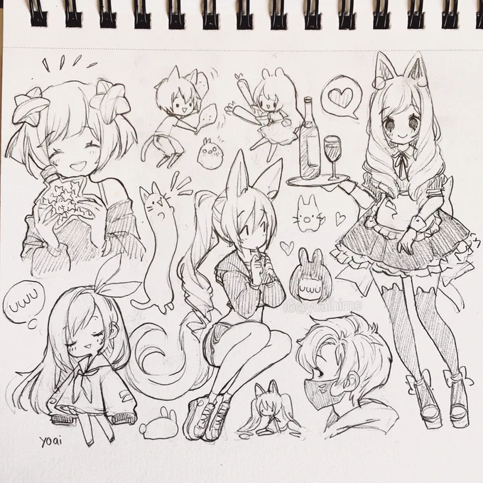 today's sketches _(:з」∠)_ 