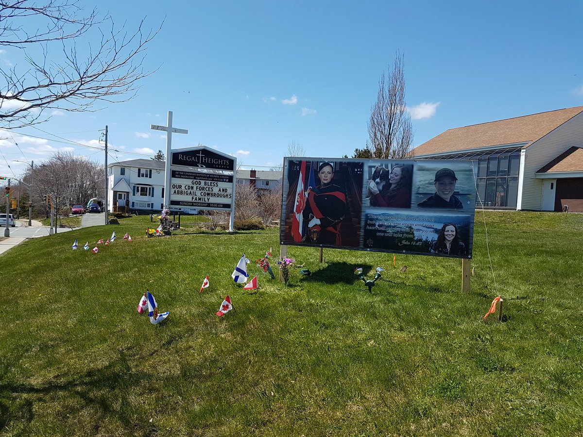 JasonCole12's tweet photo. As Abbigail's church family, we installed this sign in loving memory of her and her fellow service members.  They gave it all for the pursuit of peace.  Everyone is welcome to come pay respects and leave whatever token of love and appreciation you like. @RegalChurch https://t.co/EZUJsZR1f7