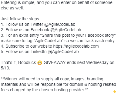 CoachMarko25's tweet photo. This time has been tough on everyone, particularly on small businesses. We'd like to do our part and gift a custom website valued at over $2500 to someone who may not have the budget right now but has had a website on their to-do list. See images for entry details! @AgileCodeLab https://t.co/wId72eNbpf
