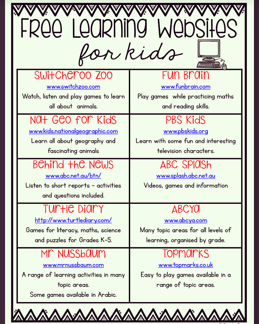 flh_ess's tweet photo. Free learning websites to take screen time to an educational level. #lmsvheart #essrocks https://t.co/pxbdCN6LE7