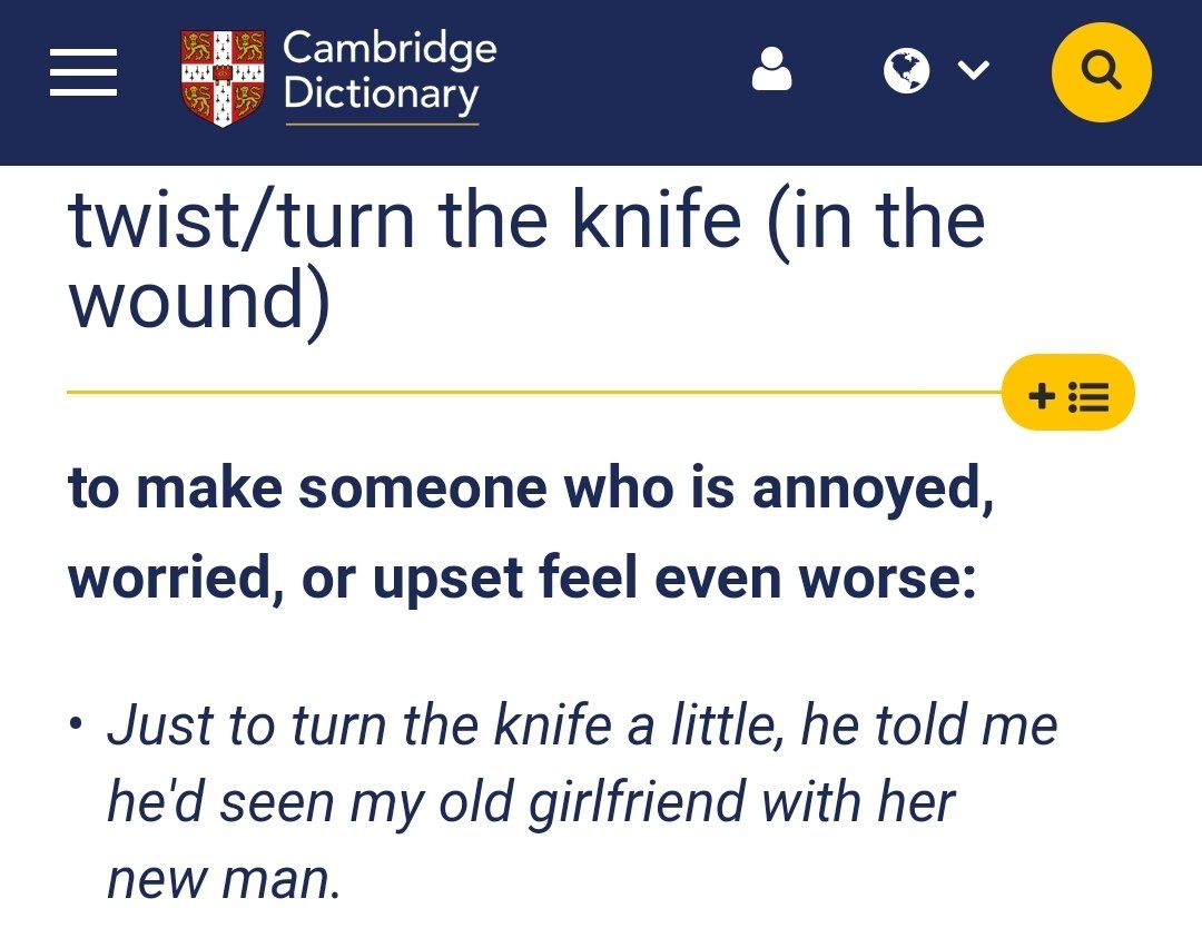 EOI Teacher on Twitter " To twist/turn the knife (in the wound) 》To make a bad situation even