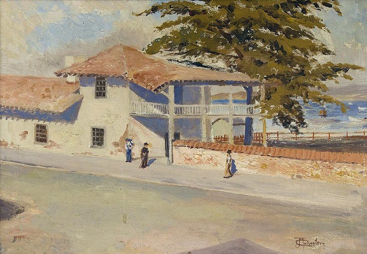 montereyart's tweet photo. This week's #collectionhighlight is Josephine Culbertson's "Untitled". #Didyouknow the @CarmelArtAssociation was founded in Cullbertson's living room in 1927? Can you guess which historic Monterey building is depicted? #VirtualMMA #HappeningatMMA #MuseumFromHome #ArtAtHome https://t.co/OXJw4TdYtE