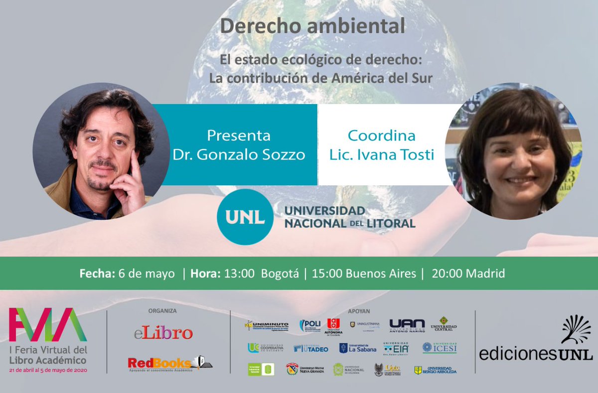 📲 A las 15, la UNL participará de la <a href="/FVLA_COL/">Feria Virtual Del Libro Académico</a> con "Derecho ambiental. El estado ecológico de derecho: la contribución de América del Sur".
Podés verlo en vivo👉🏽lnkd.in/eYcDA3d
Presenta Gonzalo Sozzo - Coordina: Ivana Tosti.
#HacemosLibros #CreamosLectores