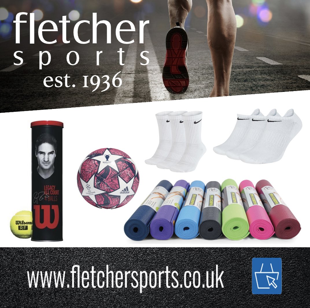 Need some new tennis balls now you can play in your 2 hours exercise? Maybe you need a yoga mat to enjoy yoga in this sunshine. Visit fletchersports.co.uk to find all this and more! Can’t find what you need? Just give us a message! Free home delivery on any order over £25.