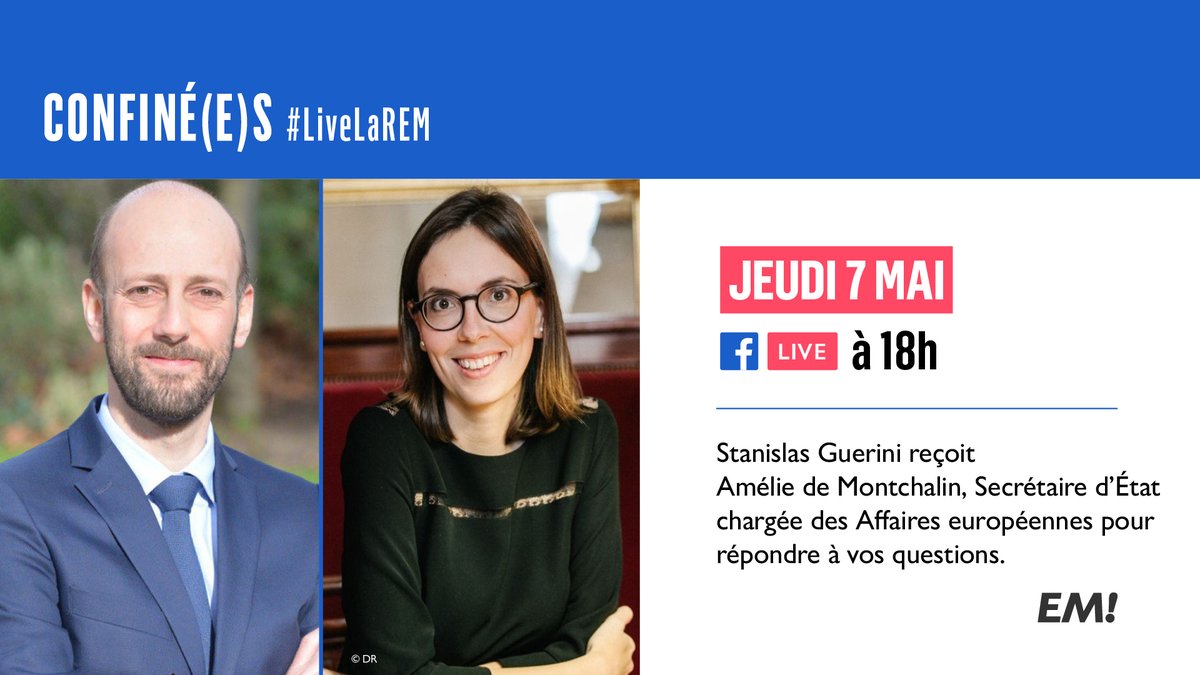 Renaissance's tweet photo. Quels sont les grands défis que pose le #Covid19 aux pays européens ?

Ce soir, @StanGuerini sera en direct avec @AdeMontchalin pour vous répondre.

🗓RDV à 18h sur notre page Facebook
Posez-nous dès maintenant vos questions⤵️
#LiveLaREM https://t.co/Vic6ERNpBC