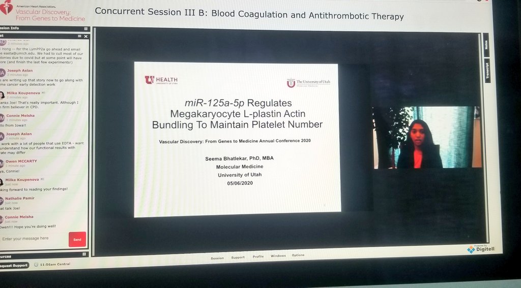 #newnormal Just heard my pre-recorded talk in session "Blood coagulation and anti-thrombotic therapy" at the virtual meeting of  #VascularDiscovery20.  Great experience and humbled to present my work along with other great researchers!  #AHAMeetings  #QuaratineLife #platelet