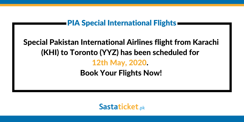 sastaticketpk's tweet photo. PIA has scheduled special βοΈ to Toronto (YYZ) from Karachi (KHI). Tickets π« can be purchased from PIA counters only! Happy traveling.
#sasta #ticket #flighttotoronto #flightsfrom karachi #cheapflights #piaflights https://t.co/Y0pDJFjQ6P
