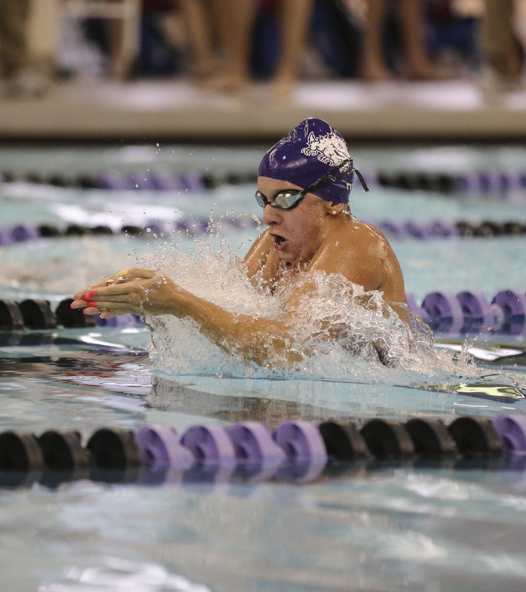 TCUswimdive's tweet image. 🟣 Female Athlete of the Year 🟣

Nominee No. 3️⃣

@Sheridanschreib is the second fastest breaststroker in TCU history and was on the record-breaking 200 Medley Relay! 

#GoFrogs | #TPWF