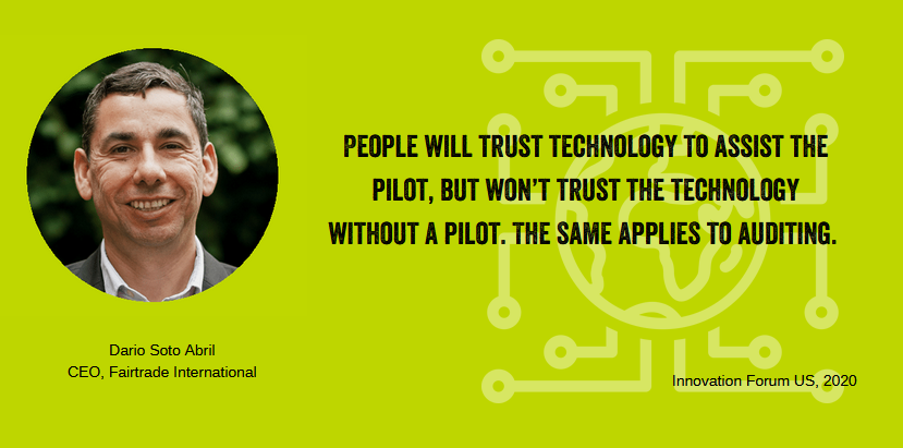 FAIRTRADE's tweet photo. This is a moment for a big leap forward to come out with solutions that allow for virtual interventions. However, you can’t replace the human component, they need to work together. @innovaforum #auditing #supplychains https://t.co/hXh2phqAbQ