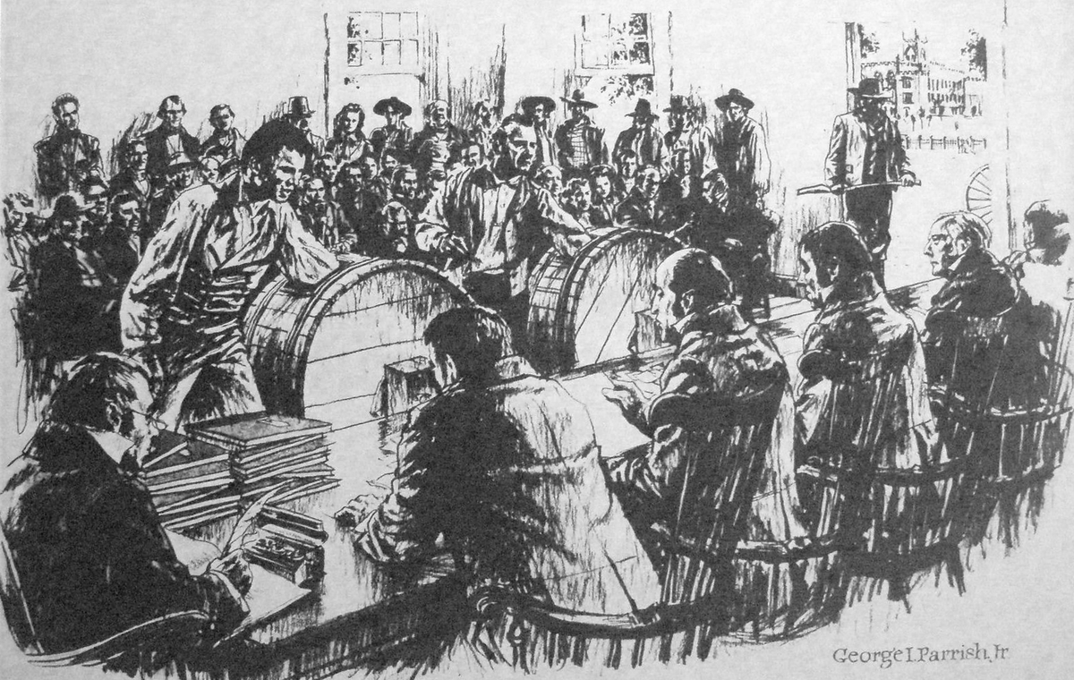 1805 - Georgia's infamous “land lotteries” begin. The legislature subdivides state land—previously owned by the indigenous Creek & Cherokee people—into thousands of lots and raffles them off to white, mostly-male settlers.These lotteries continue into the 1830s.