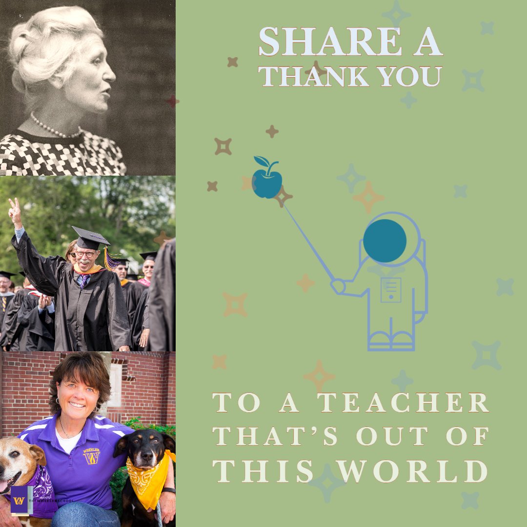 wheelerschool's tweet image. Let's celebrate the Teachers who have helped shape us. Share a memory or give a shout out to a Wheeler Teacher -- past or present! #TeacherAppreciation #SpiritStrong