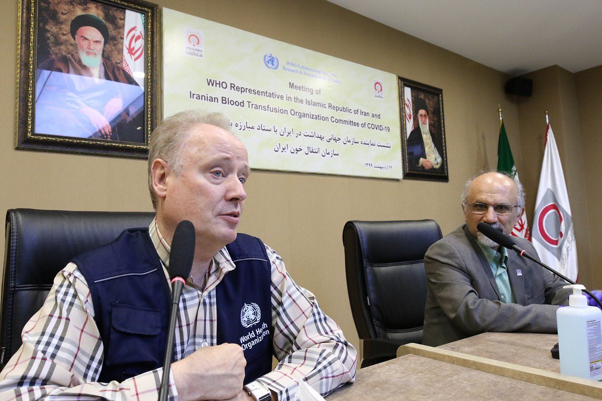United Nations Iran (@un_iran) on Twitter photo Today, the WHO Representative in Iran <a href="/cahamelmann/">Christoph Hamelmann</a> donated his blood for use in convalescent plasma therapy of COVID-19 patients in Iran. In a tweet earlier, he announced his full recovery from #COVID19. His donation was made at the Iranian Blood Transfusion Organization (IBTO). Today, the WHO Representative in Iran <a href="/cahamelmann/">Christoph Hamelmann</a> donated his blood for use in convalescent plasma therapy of COVID-19 patients in Iran. In a tweet earlier, he announced his full recovery from #COVID19. His donation was made at the Iranian Blood Transfusion Organization (IBTO).