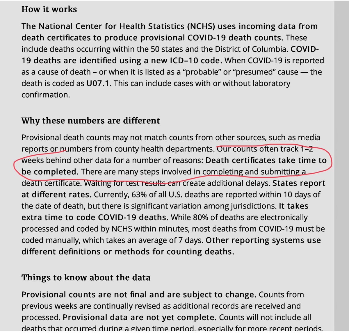 @bigp1830 @Chinohaunt66 @the_resistor @realDonaldTrump He is right, but 2 weeks ago 
NCHS uses death certificates AS base of data, 

Please retweet
Lots of imbeciles spread this now

Here is why / what