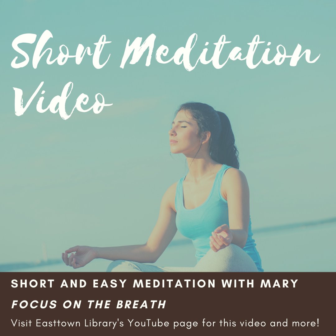 easttownlibrary's tweet photo. Take a break from working at home and helping the kids with school assignments with this short and easy meditation video from #EasttownLibrary. Visit our YouTube page: https://t.co/JtPcxtwBnM
#dailymeditation #meditation #BerwynPA #mentalhealth #justbreathe #morethanbooks https://t.co/wWmx3HU8BY