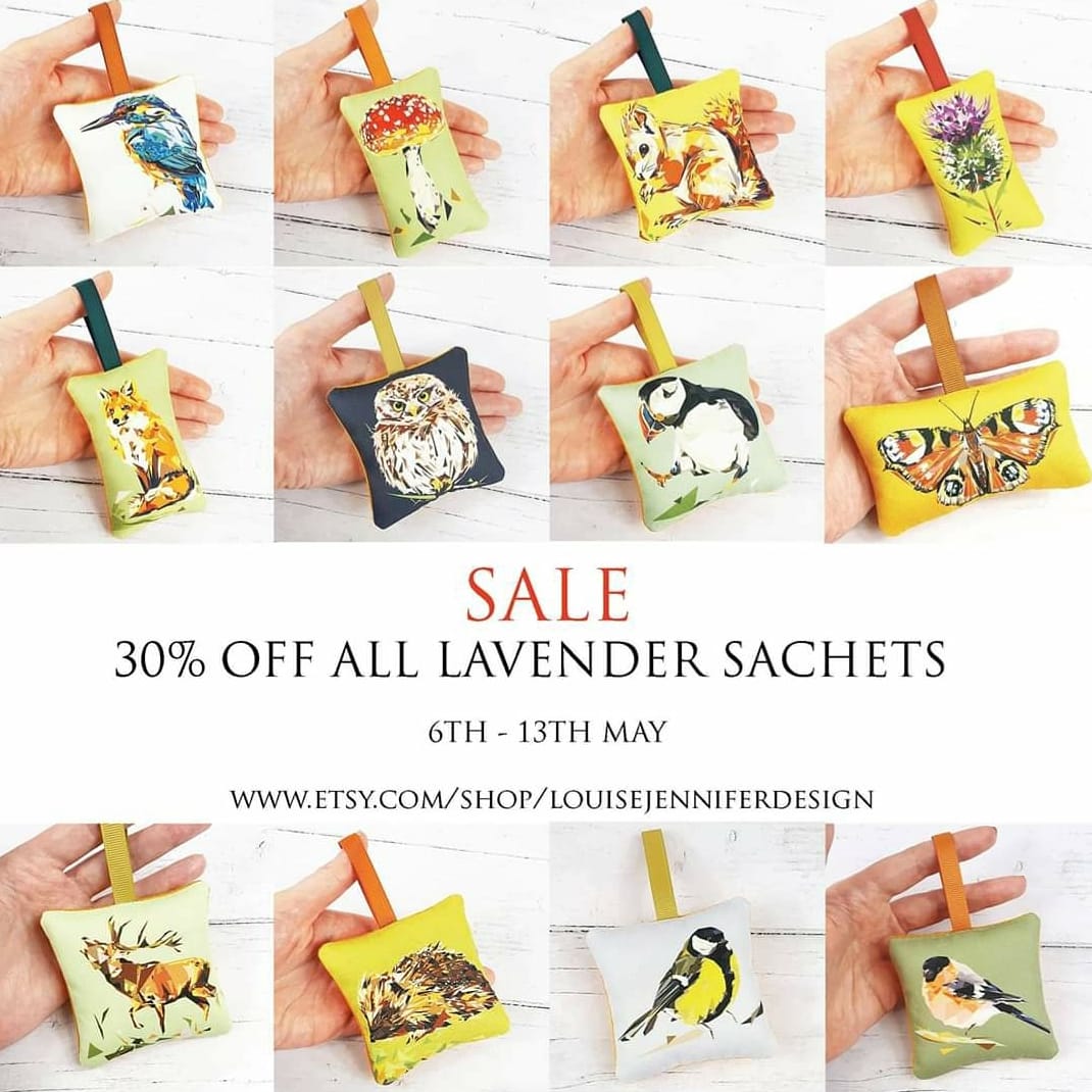 LOUISE_J_DESIGN's tweet photo. I've decided to run some different offers on products week to week! First up is 30% off ALL my lavender filled sachets including my new collection for 2020! The perfect letterbox gifts! I can also send them direct to save the posties that extra work! 

https://t.co/6yQZYZLpay https://t.co/3VR4jKz8Bk