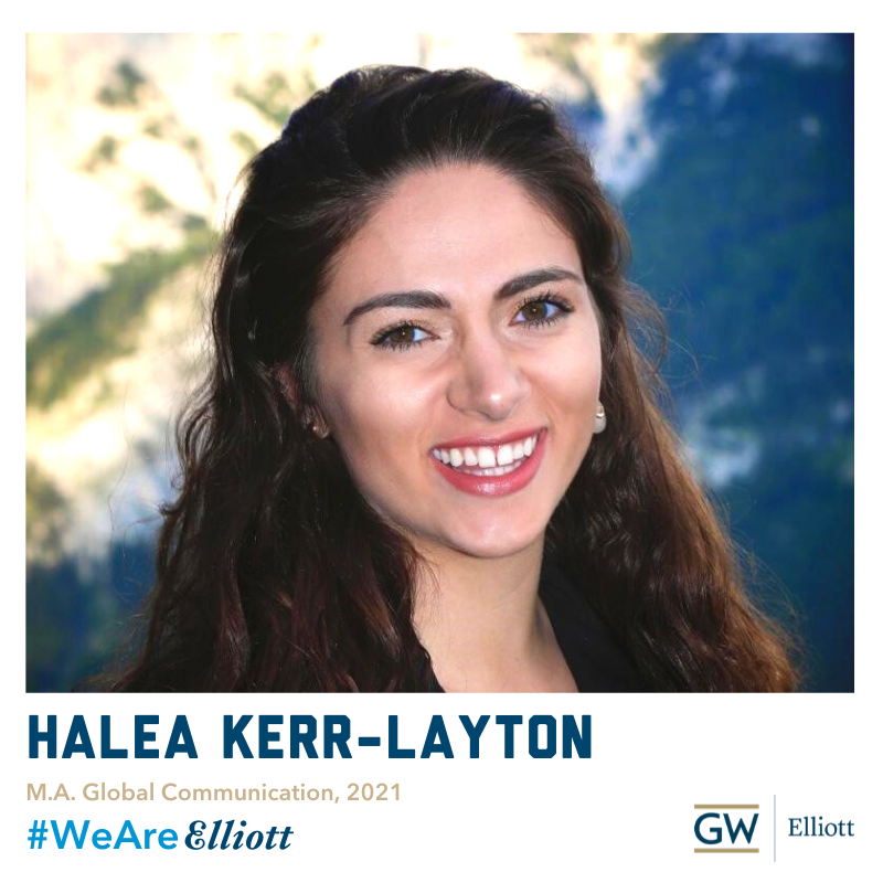 ESIAGrad's tweet photo. First-year Presidential Fellow Halea works @SustainableGW while studying for her MA in Global Communication @IPDGC Check out her advice for prospective students in her #WeAreElliott profile! https://t.co/20WMG0cMUz https://t.co/pa9kXsUw0z