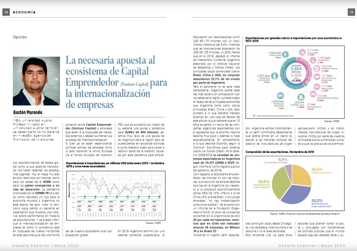 "La necesaria apuesta al ecosistema de Capital Emprendedor (venture capital) para la internacionalización de empresas" Por Gastón Marando
lee la nota aquí 👉🏽issuu.com/desafioexporta…
leé revista completa aquí 👉🏽netnews.com.ar/nota/2583-Revi… #Pymes