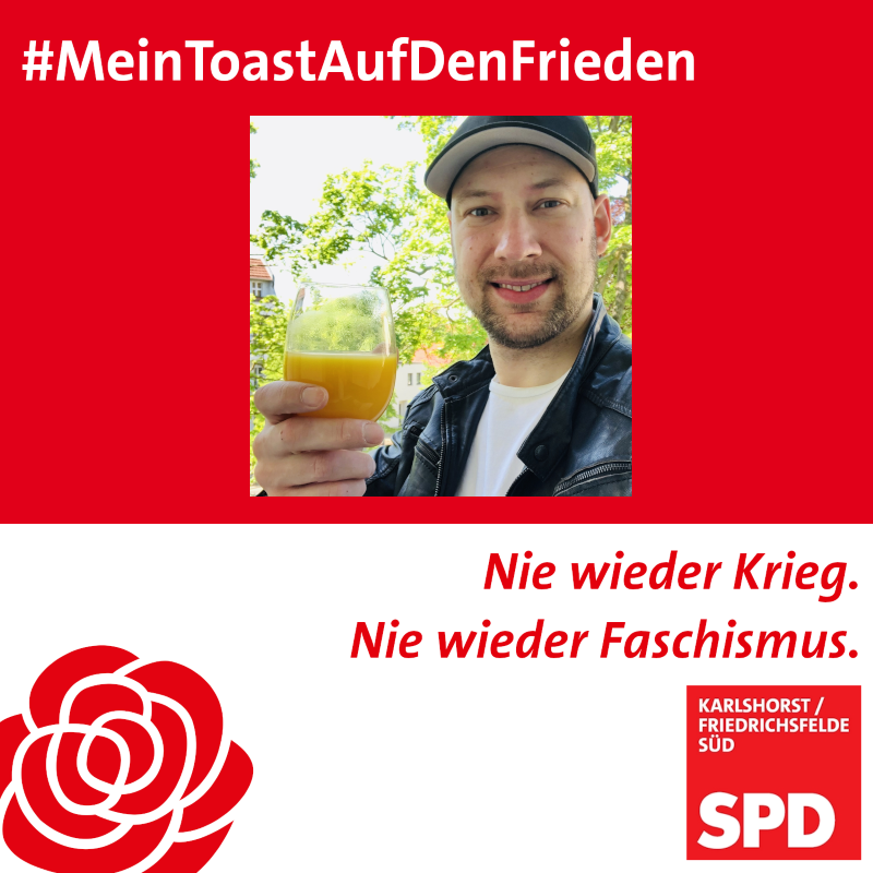 #MeinToastAufDenFrieden heute kommt von Tobias Lägel und lautet: "Frieden ist mehr als die Abwesenheit von Krieg."

#8Mai
#TagDerBefreiung 
#Karlshorst