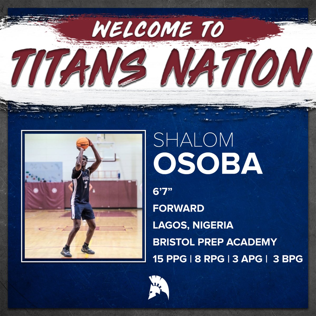 CGTCAthletics's tweet photo. 🚨Signing Alert🚨
Shalom Osoba from Bristol Prep Academy is ready to hit the hardwood this winter as part of the 2020 MBB signing class! Welcome to #TitansNation!
#KeepStriking
#OneMoreToFour🏆 https://t.co/Iulgeldzci