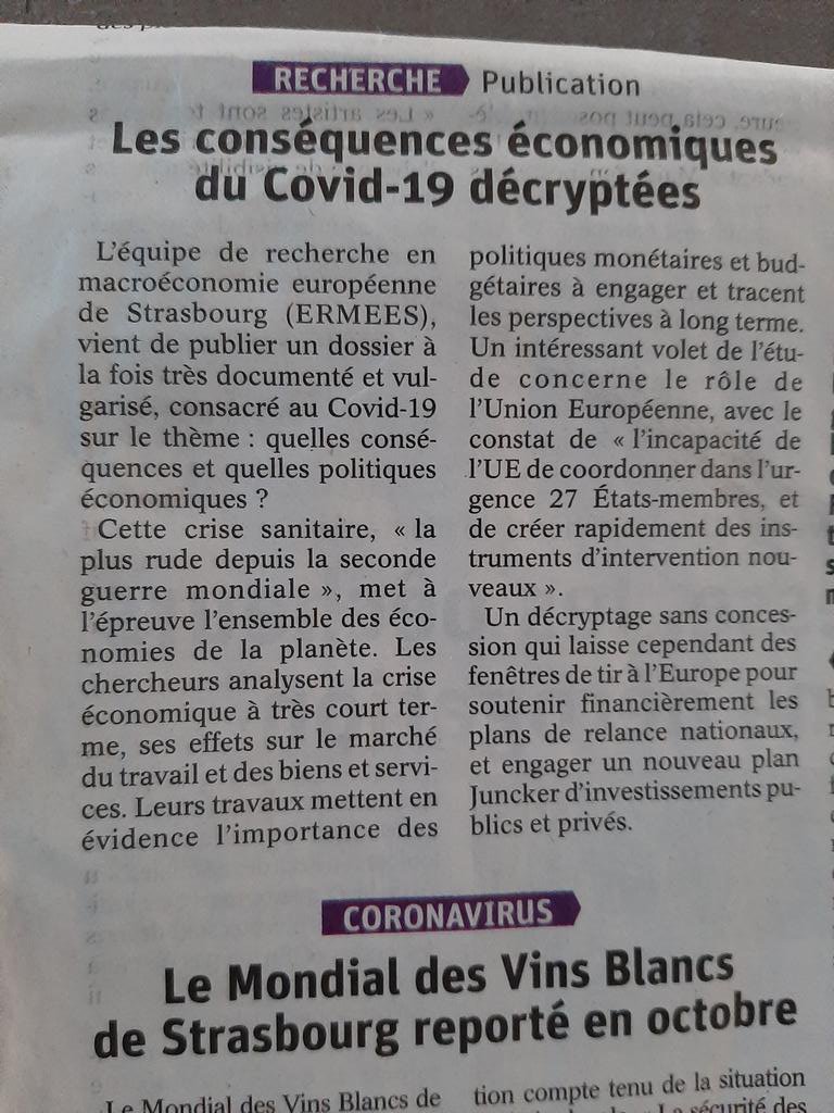 Encart des <a href="/dnatweets/">DNA</a> pour parler du dossier <a href="/UDS_Ermees/">Ermees</a> spécial "conséquences économiques" du #COVID19 ! @beta_economics <a href="/unistra/">-</a> <a href="/AfseContact/">AFSE</a>