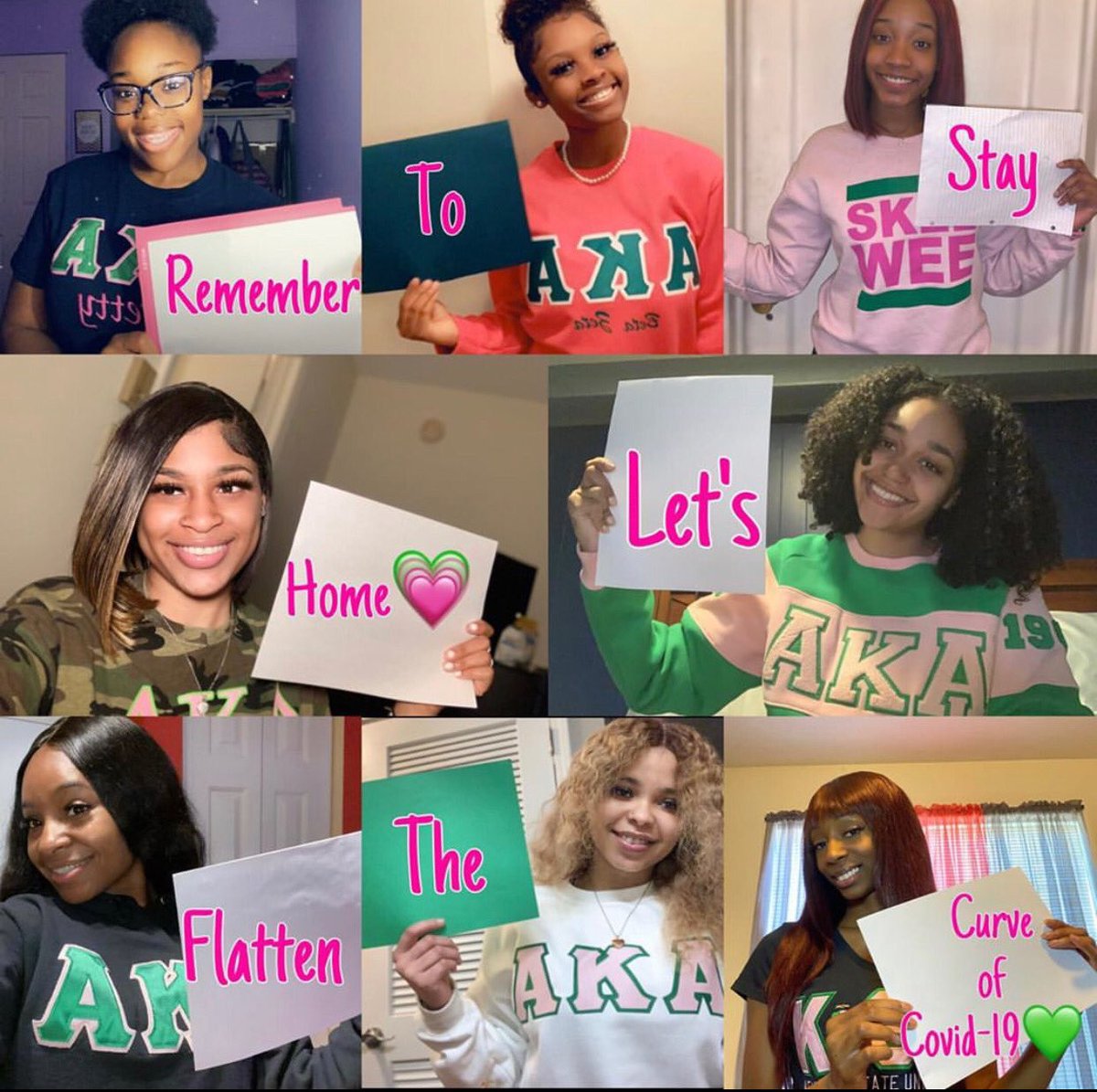 akasorority1908's tweet photo. The ladies of the Beta Zeta Chapter at Kentucky State University are encouraging members to stay home for your safety and the safety of others. COVID-19 is still affecting our communities. #AKAStayingHomeFor #SocialDistancingIsASeriousMatter https://t.co/gJ8XIiq0QU