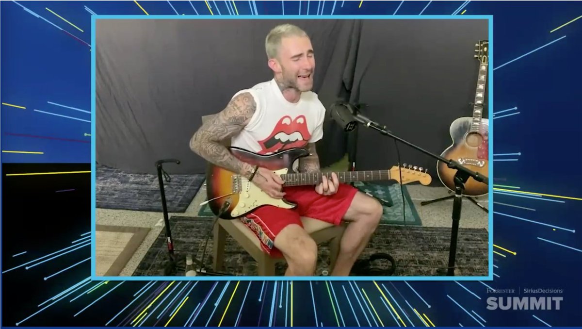 "I feel like a lunatic in my garage, talking to myself.  Oh wait, I am."  #AdamLevine #SDSummit