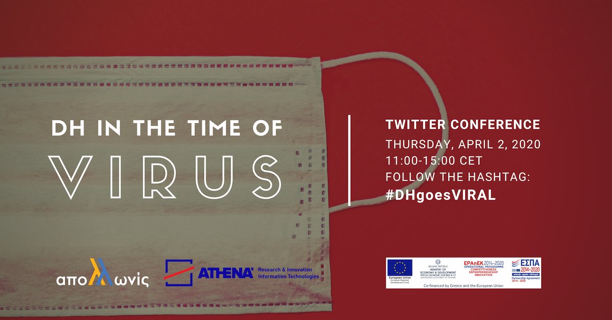 DARIAHeu's tweet photo. Last month,digital humanists from all over the world came together for a day to talk about #DH in the time of Virus,a Twitter Conf by Apollonis,the Greek Research Infrastructure.

Read our guest post by @agiati
reflecting on this experience: https://t.co/Pf6g4Ab5Vp #DHgoesViral https://t.co/kVdC5IpUyj
