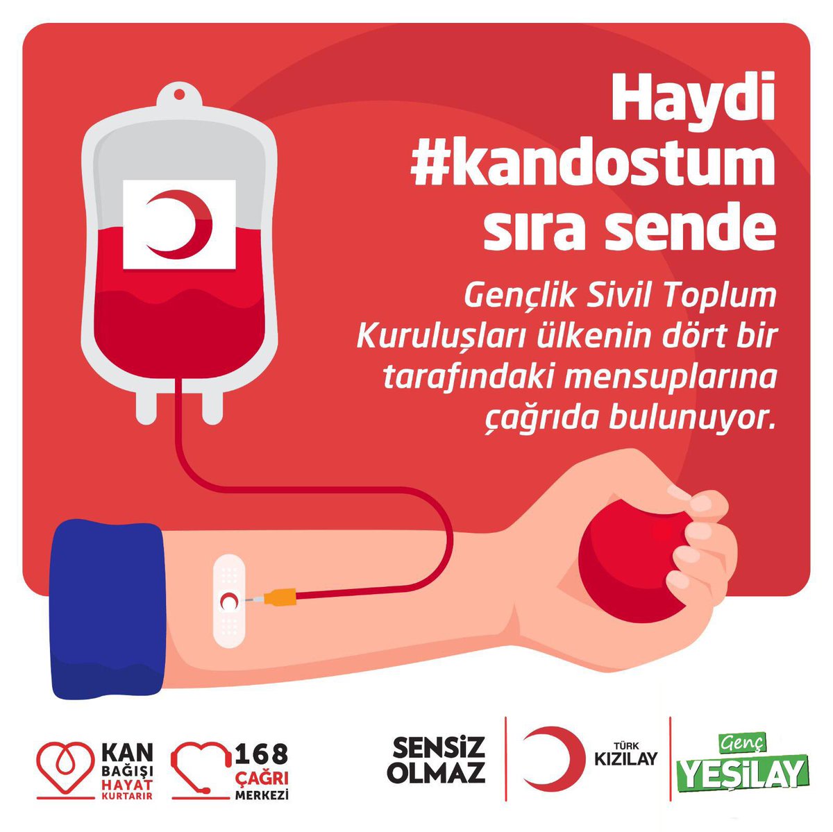 Haydi #kandostum sıra sende!
En yakın kan bağışı noktasını öğrenmek için; 🔎 kanver.org.tr
#GençYeşilay