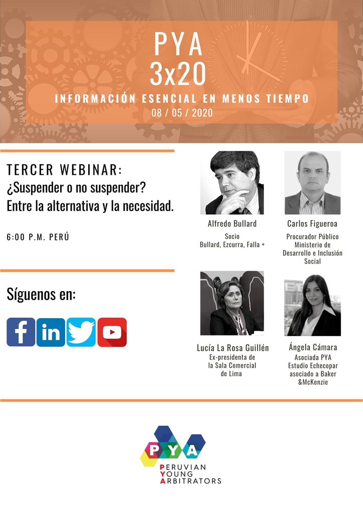 P_Y_Arbitrators's tweet photo. #PYA3x20 #webinar #gratuito
“¿Suspender o no suspender? Entre la alternativa y la necesidad.”
Día: Viernes 8 de mayo del 2020
Hora: 6:00 pm (Hora Perú)
Podrás participar a través del siguiente link vía zoom:
https://t.co/vRd9Rbd936
¡Nos vemos en línea! https://t.co/dgqDkTm4Tf