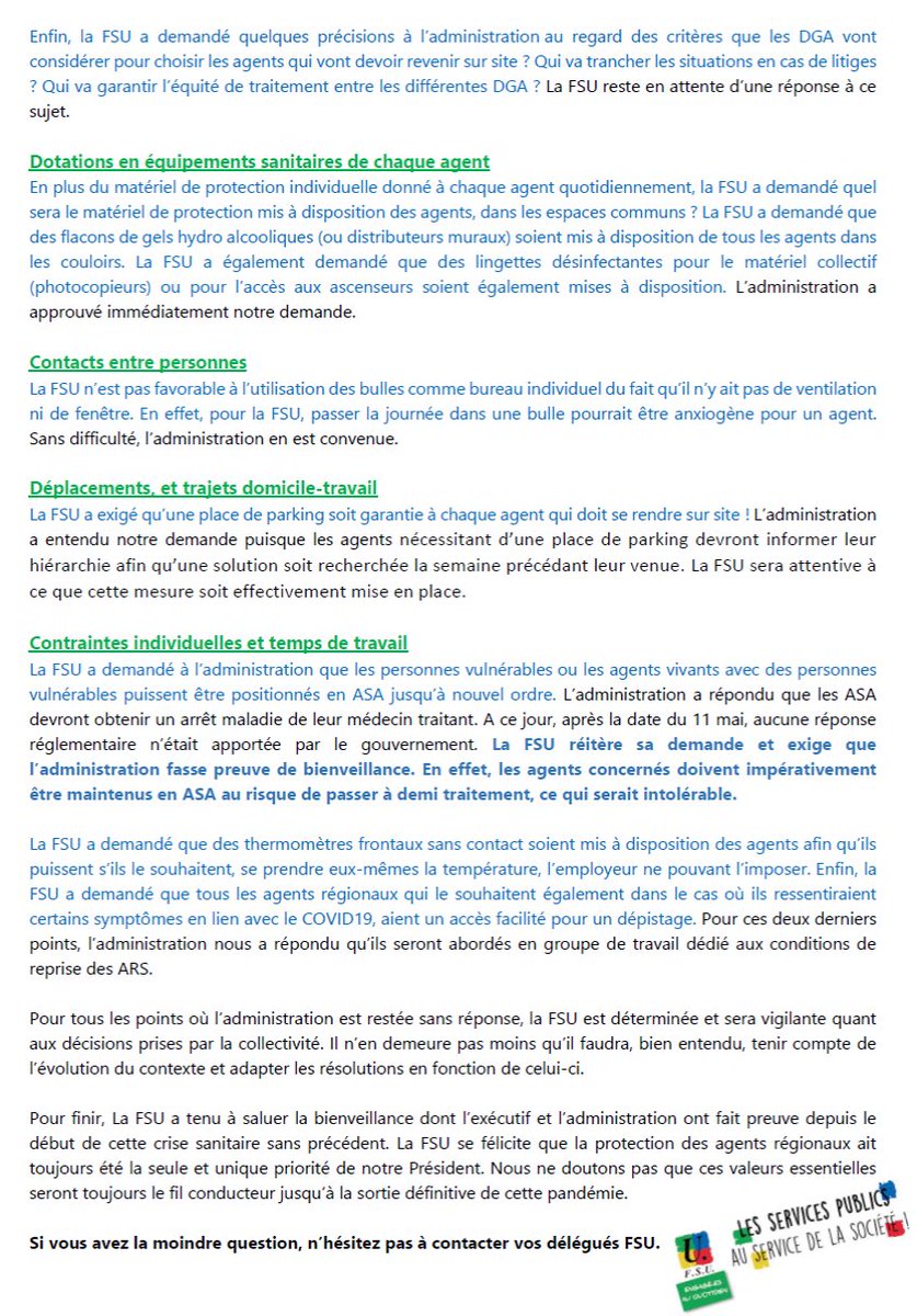 FSUregionSUD's tweet photo. ⁦@FSUregionSUD⁩ compte rendu service Chsct du 5 mai https://t.co/NffcD5U1xJ