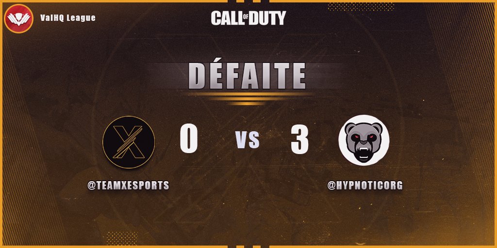 Nos joueurs COD viennent de s'incliner dans le premier match de poule de la <a href="/VALHQ/">VAL | Home of Grassroots Esports</a> League ! GG <a href="/HypnoticOrg/">Hypnotic Esports</a> 

🚩HP 249-250
🚩SND 3-6
🚩DOM 130-147

#XForce