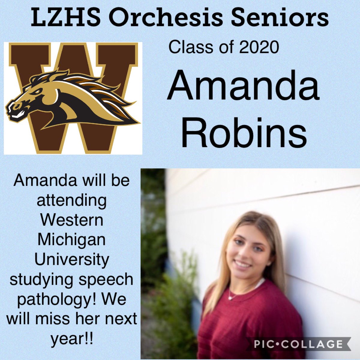 LzhsO's tweet photo. Our second senior shoutout goes to Amanda Robins! We will miss you and wish the best of luck at Western Michigan! https://t.co/QGqAWrDdtB