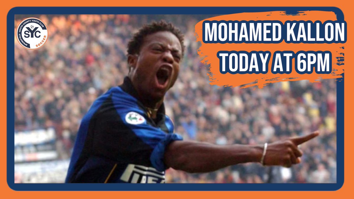 SYCSoccer's tweet photo. 💻💥TONIGHT | Virtual Player Ed. for a Q & A session ⚽️
We are EXCITED to welcome former European Star Mohamed Kallon to our Virtual Player Ed. for a Q & A session TODAY at 6PM!
Highlights Video of Mohamed Kallon:
https://t.co/XYFjPk6LS3
L
#SYCAtHome #WeAreSpringfield 🟠🔵 https://t.co/qujkRiZGSM