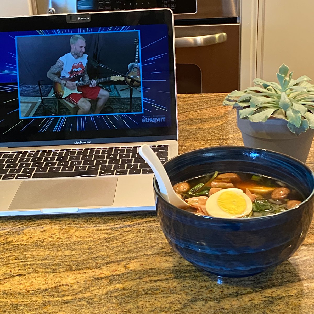 Another great day at #SDSummit! Great new content and a serenade by Adam Levine with lunch! And, yes, that's a yummy bowl of ramen, freshly made by hubby.