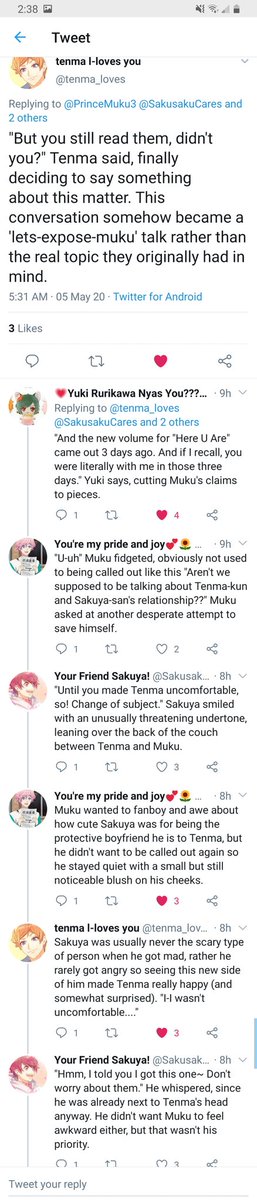 45. just admit you're the main BL source around here- defensive bf mode activated(he absolutely learned that trick from Chikage)- Muku is all of us rn- oh shit I broke Tenma