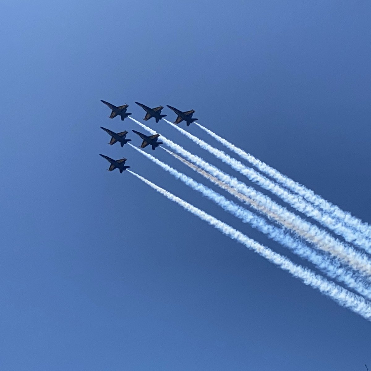 heatherthedogs's tweet photo. #BlueAngels flying over #Houston today at #johnsonspacecenter. https://t.co/1pJScHNUgl