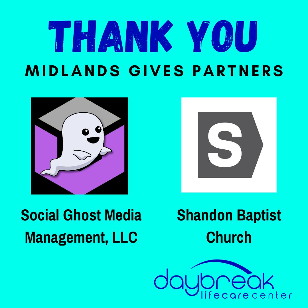 DaybreakCola's tweet photo. We want to give a shout out to Social Ghost Media Management, LLC and Shandon Baptist Church who hosted special Midlands Gives campaigns for Daybreak. You contributed to the $16,191 we were able to raise. We appreciate your support of our organization and mission! https://t.co/mGegdYTy9i
