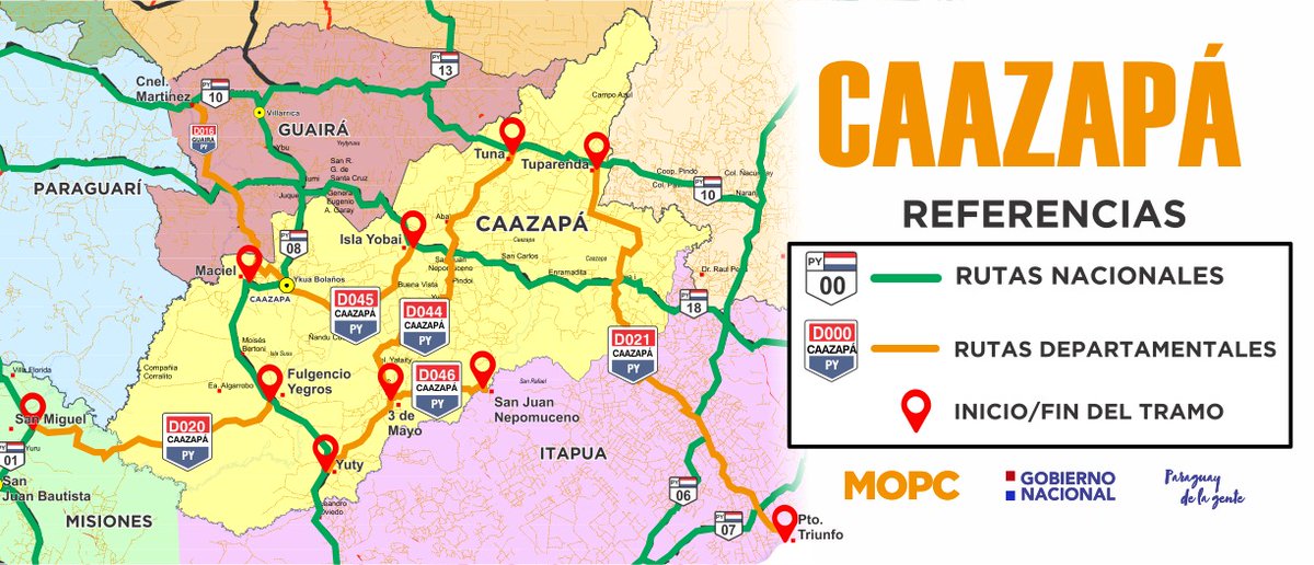 mopcparaguay's tweet photo. Enterate cuales son las #RutasDepartamentales de 𝗖𝗮𝗮𝘇𝗮𝗽𝗮́ 👇🏼
📍#D020 Yegros – San Miguel
📍#D021 Pto. Triunfo – Tuparenda
📍#D044 Yuty – Tuna
📍#D045 Isla Yobai – Maciel
📍#D046 San Juan Nepomuceno – 3 de Mayo
Encontrá más información 👇🏼
https://t.co/HvTcQHkZ9V https://t.co/YRAOKcBeGq