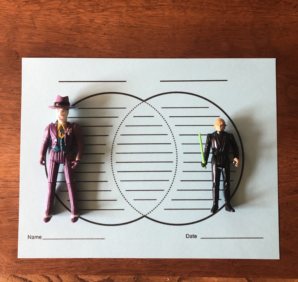 firstgrade111's tweet image. Hi @HamillHimself! We are comparing and contrasting toys this week! Thought we'd start with Luke Skywalker and the Joker. Any suggestions?