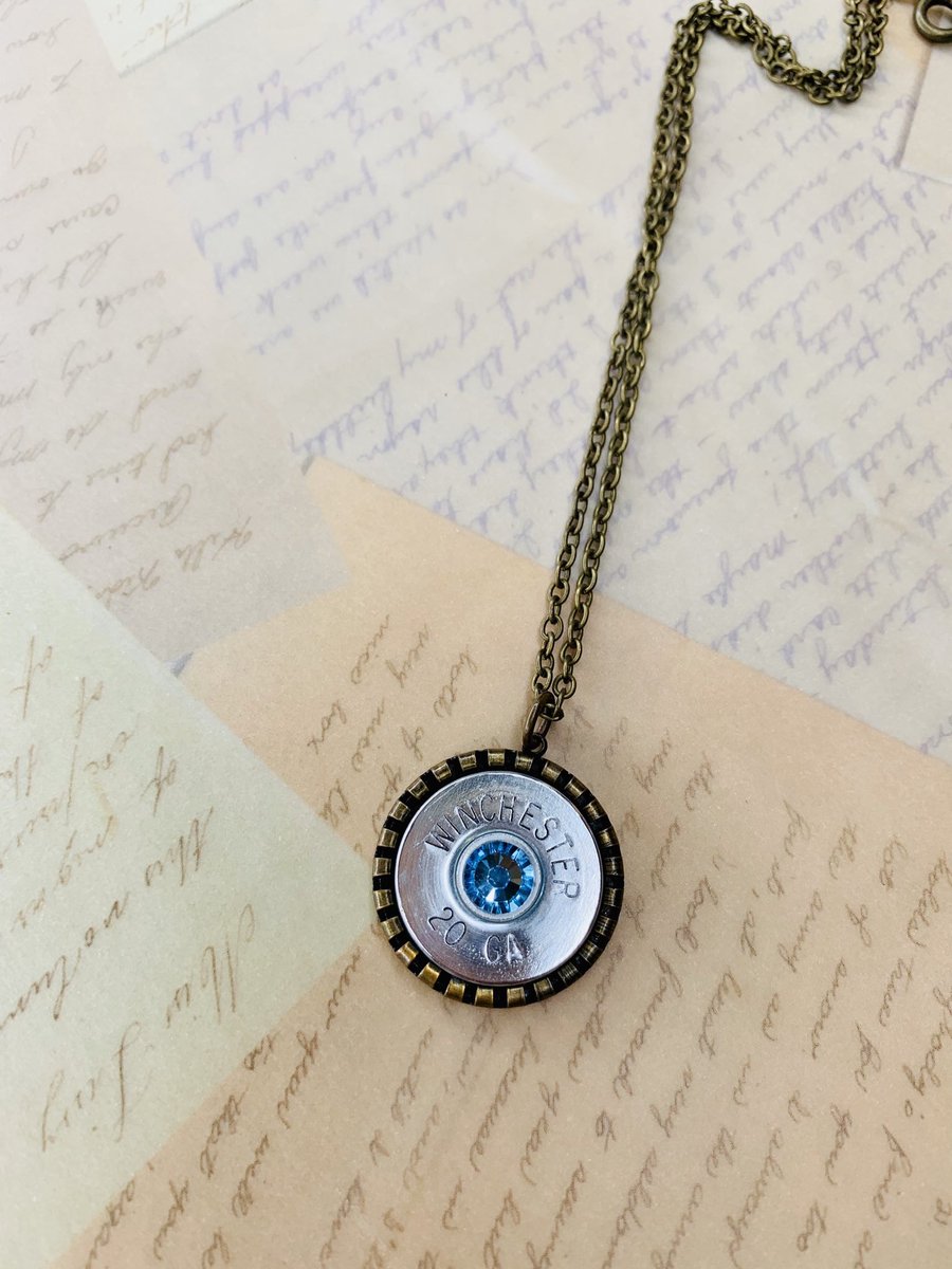 Excited to share this item from my #etsy shop: Shotgun Shell Jewelry Casing AB Swarovski Gem Pendant Necklace etsy.me/2zhU68C
#shotgunshellnecklace #marchbirthstone #Winchester #12g