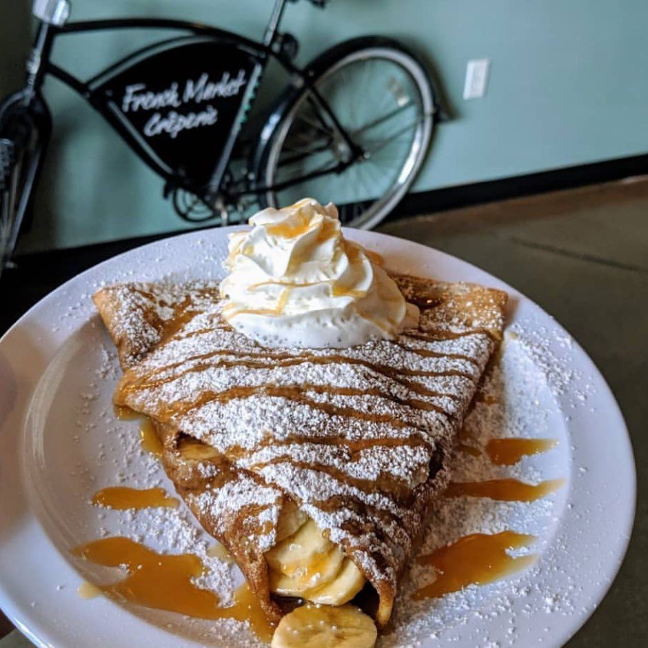 downtownknox's tweet photo. Craving a sweet treat? 🍌 How about the CBC crepe from @FrenchMarketTN? It has caramelized cinnamon &amp; sugar with bananas &amp; caramel. 🤤 https://t.co/qt3qdfk5jz