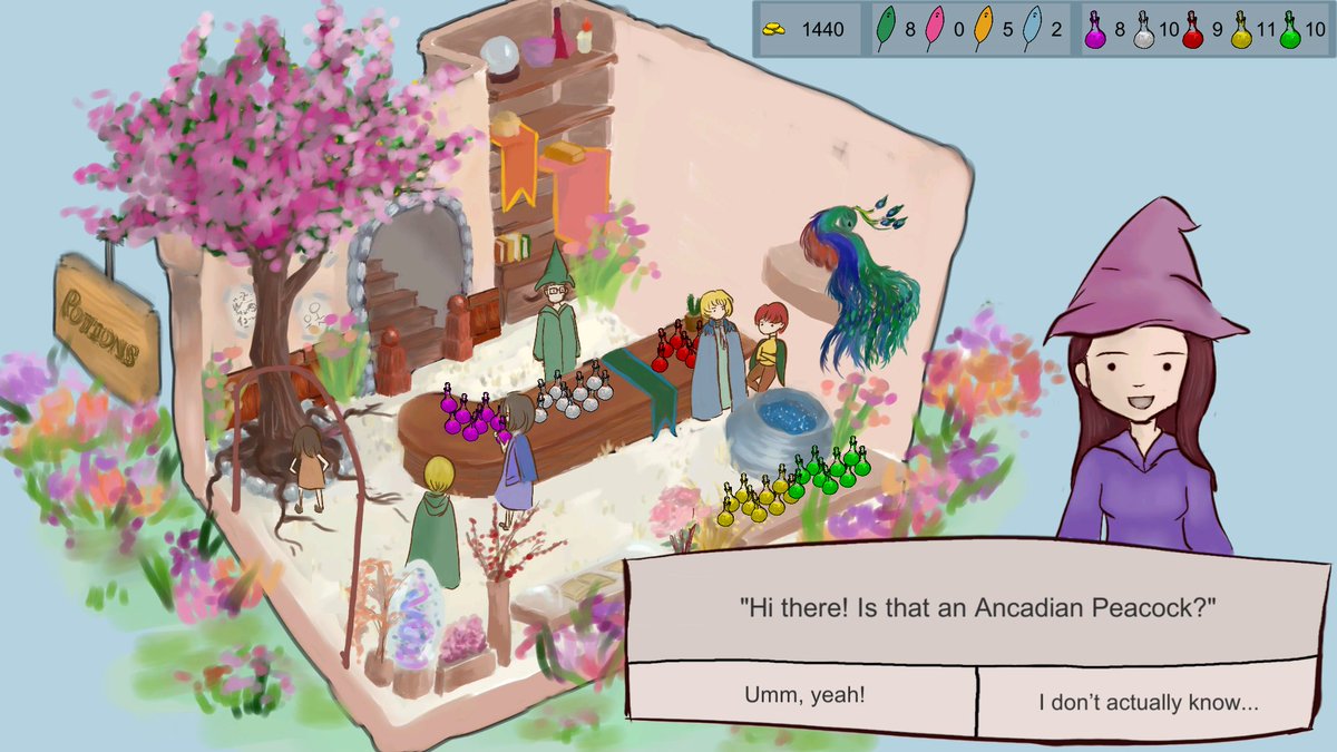 TinyTerrorGames's tweet photo. We made a game for the most recent #LDJAM 
The goal is to keep the family business alive (selling potions and caring for a magical peacock)
- check it out!
https://t.co/Y0ePZ8MCei https://t.co/tBk9aqKraf