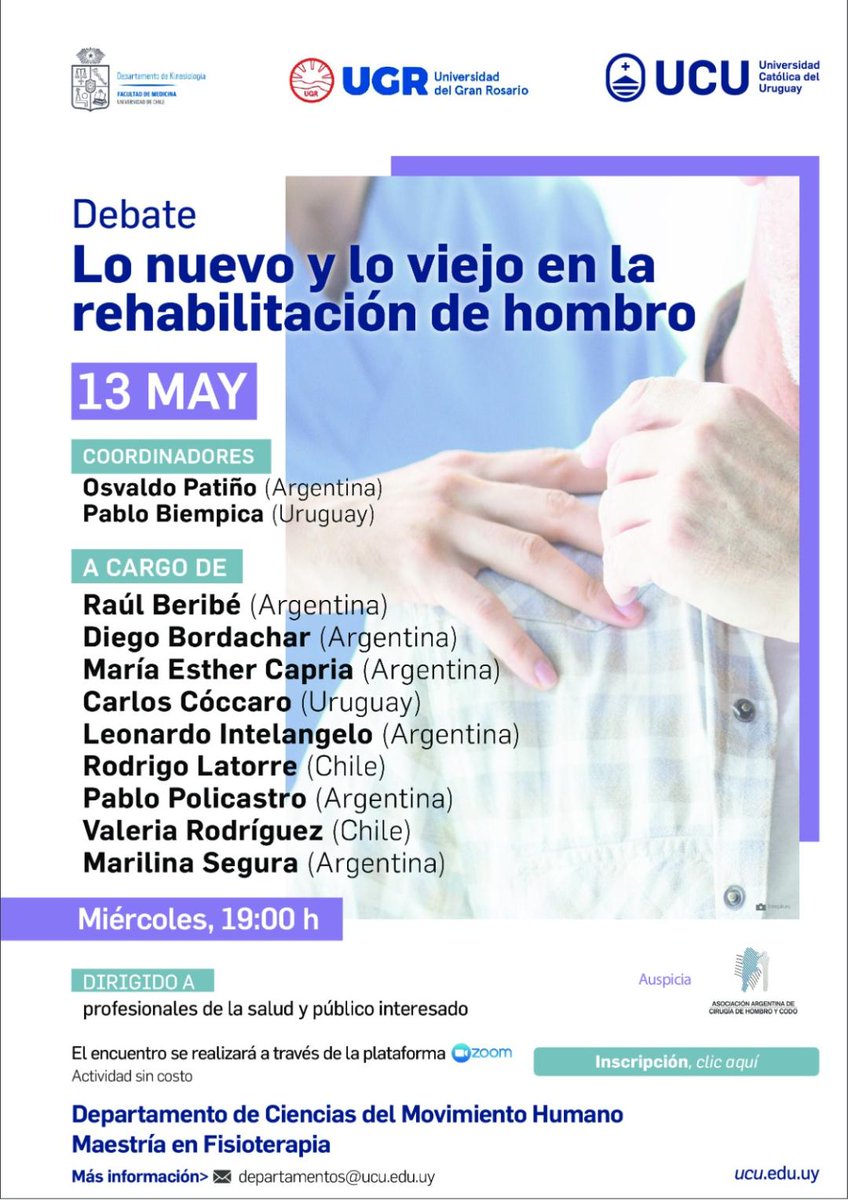 13 de mayo, auspiciado por Asociación Argentina de Cirugía de Hombro y Codo.