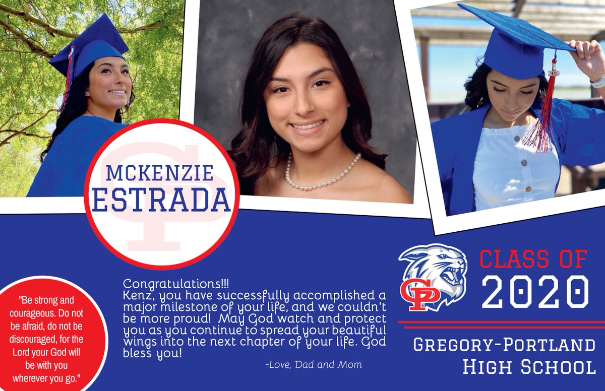 GPISD1's tweet photo. Join us in honoring MCKENZIE ESTRADA in the G-PHS Class of 2020!

*Parents: Are you ready to have your senior recognized? Let us know, and learn more at: https://t.co/ecY79EOWFg https://t.co/8Io15JBlVa