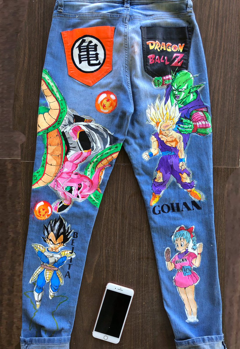 isaiah78th's tweet photo. dragonball z handpainted jeans!! https://t.co/uaiHLBXmp2