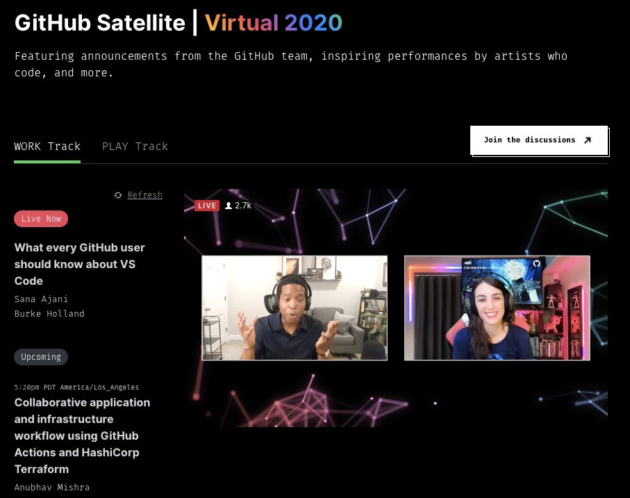 adamahata's tweet photo. Last 3 hours of #GitHubSatellite with @MishManners and @jarryd Not too late to catch the excitement at https://t.co/MX9YLmRRIA! https://t.co/ojUrSP2n51