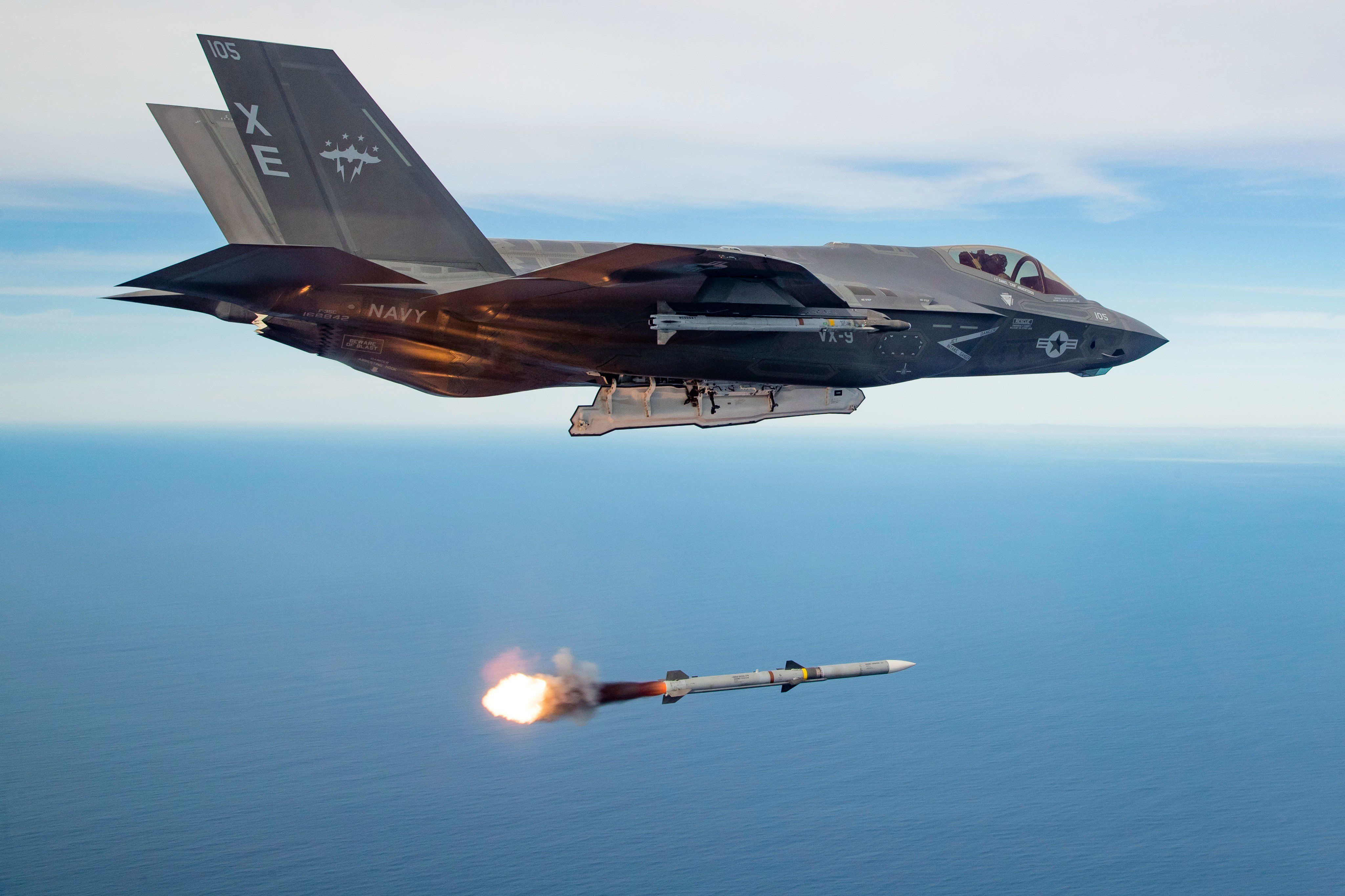 F-35C firing an AIM-120 missile