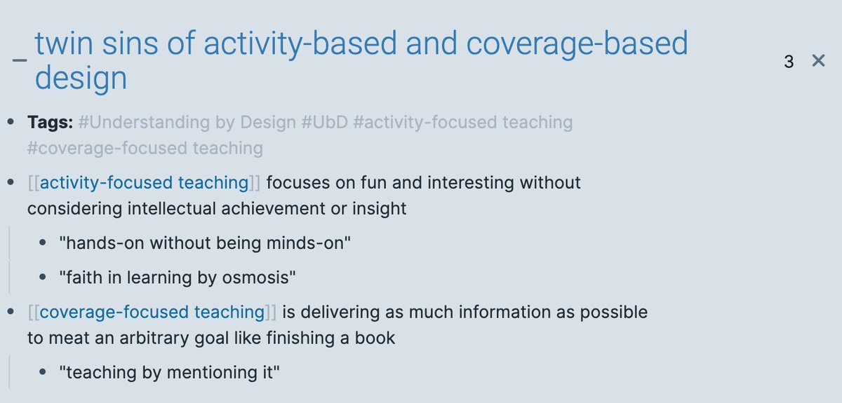 joelhooks's tweet photo. "twin sins" of instructional design:

activity-focused teaching
- "hands-on without being minds-on"
- "faith in learning by osmosis"

coverage-focused teaching
- "teaching by mentioning it" https://t.co/gcpcvAYXUJ