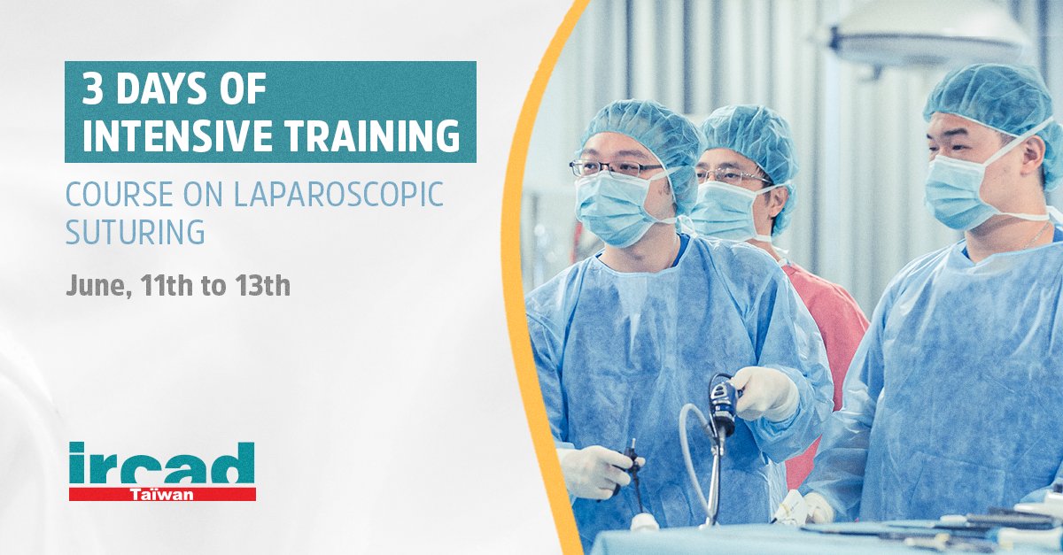 Vacancies for the Intensive Course on Laparoscopic Suturing are still open. There will be three days of intensive training with great names in minimally invasive surgery, with theoretical and practical classes. Take your course safely at Ircad Taiwan: bit.ly/2Szvy1Q