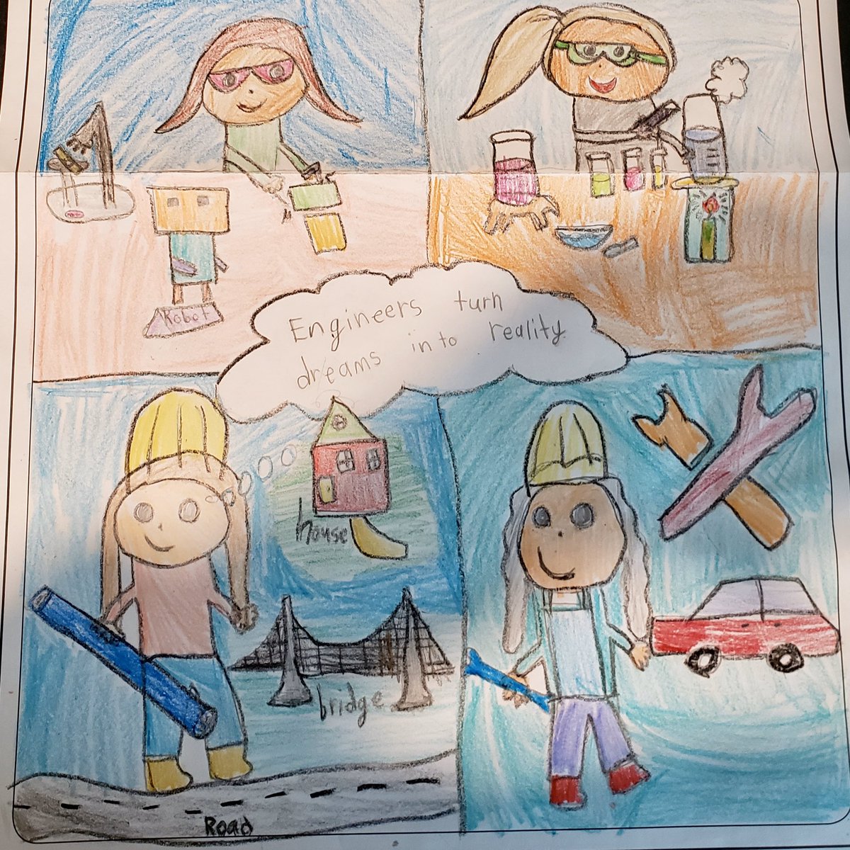 MCSSTEAM's tweet photo. Two of our MECC 2nd graders won the Southwest Ohio Imagine Engineering coloring contest. Both entries are entered in the state level competition! #MasonMoment @MrsBly_MECC @MasonSchools #stem #imagineEngineering #Steam #mecctacular https://t.co/QwBaSjLfVi